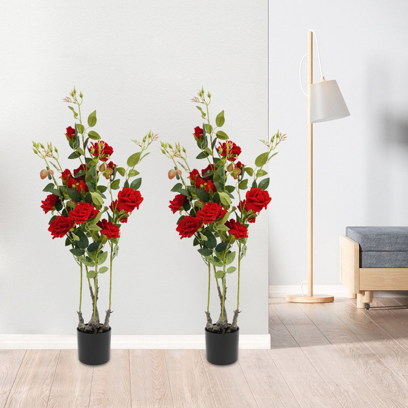 2 pièces de rosier artificiel, Rouge