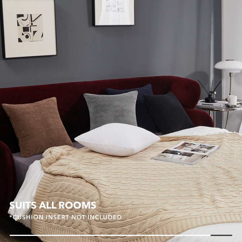 Primrosa Grey Square Throw Cushion Cover, 40cm H x 40cm W