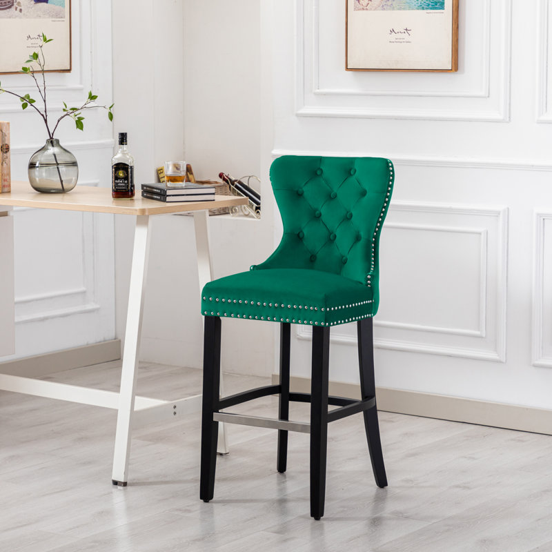 Tabouret de bar et de comptoir Kirsten, Tabouret de bar (siège d'une hauteur de 29 po), Cadre vert / noir