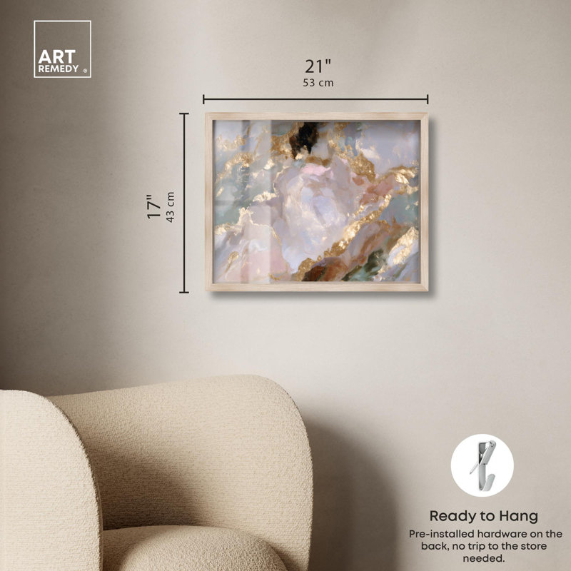 Art géodésique marbré lustré par Art Remedy, H 17 po x l 21 po, Crème, crème