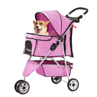 Pet Stroller Foldable Dog Stroller 3-Wheel Durable Cat Jogger Stroller For Small And Medium Dogs Cats With Washable Liner Storage Basket Cup Holder -  ToccoLeggero, WFY - AM - B0CTM-CMMY7