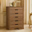 Commode haute Covy, finition en bois brun pacane, 5 tiroirs