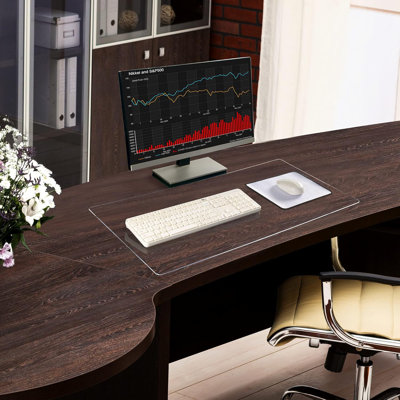Tapis de bureau transparent sur le dessus des bureaux - 32 po x 16 po - Protecteur de bureau transparent en plastique transparent - Tapis de bureau pour bureau et maison