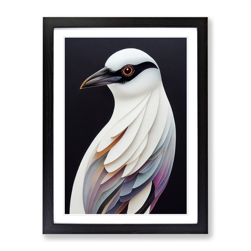 White Bird - Single Picture Frame Print, Black, 64cm H x 46cm W x 2cm D