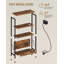 Narrow Side Table with Charging Station, 4-Tier Slim Bedside Table with Magazine Rack, Sofa End Table for Small Spaces, Living Rooms, Bedrooms, Study as a Nightstand, Rustic Brown 