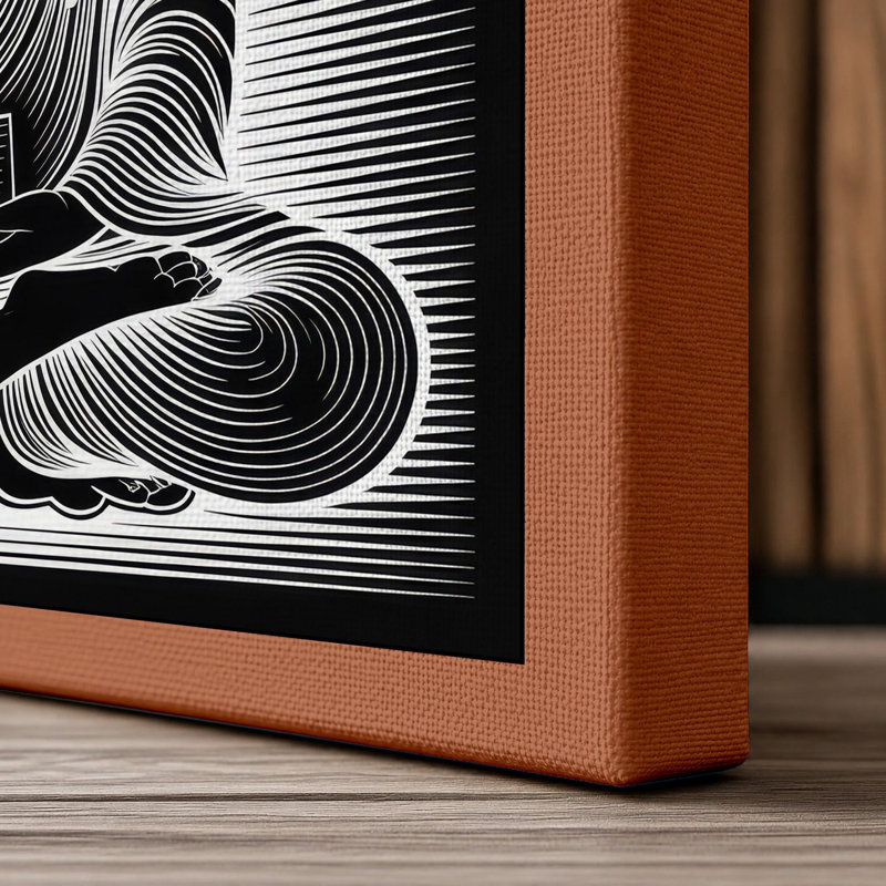 Buddha in Meditation Japandi 1 Piece Wrapped Canvas Wall Art, 24x16 - 61.0 x 40.6 cm, Terracotta Border