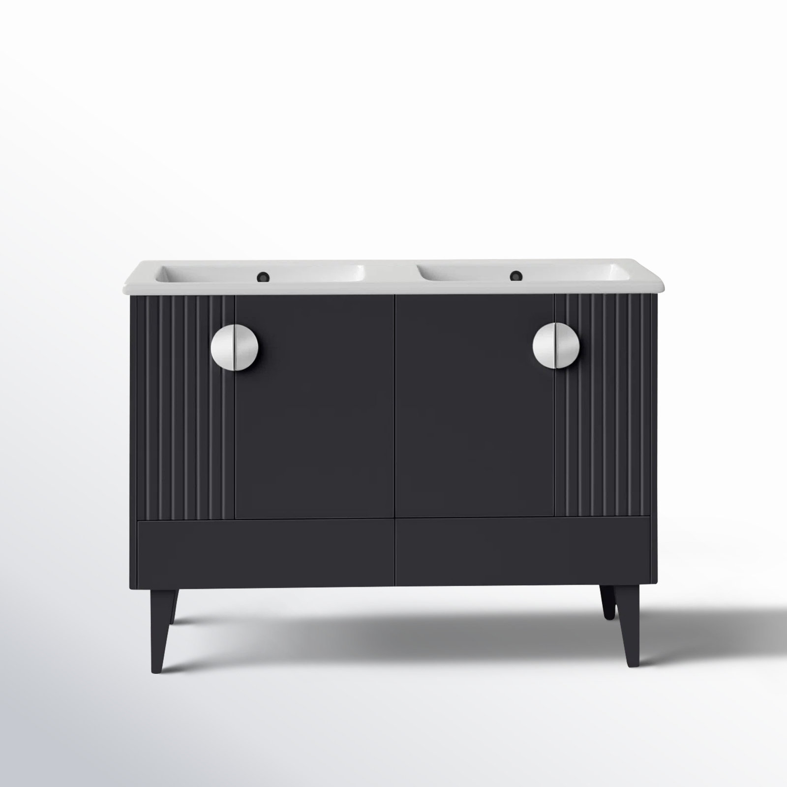 Saimah 47.25'' Double Bathroom Vanity, Polished Chrome, Black