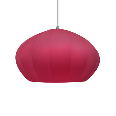 Radiance - Oval Fluted 1-Light Pendant - Cerise - Brushed Nickel - Dedicated LED - White Cord