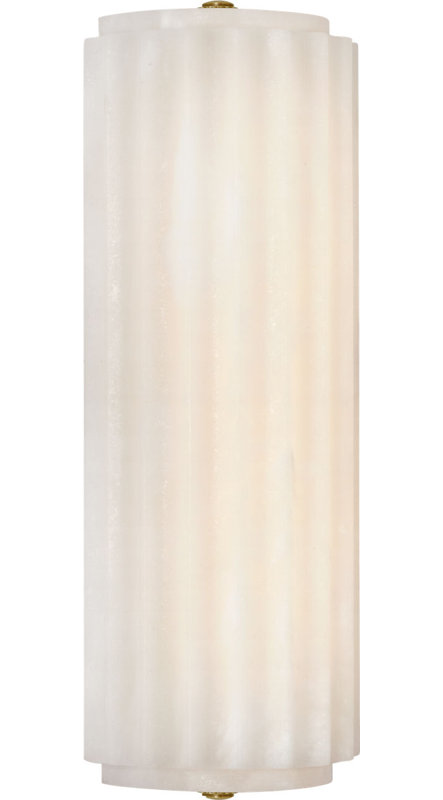 Madden Fluted Linear Sconce in Alabaster, 12.5" H x 4.25" W x 2.75" D, Antique-Burnished Brass