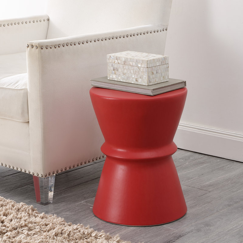 Jande Ceramic Accent Stool, Red