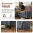 Modern L-Shaped Chenille Upholstered Sectional Couch for Living Room, 3 Seater Cloud Sofa with Ottoman-Gray-129226041