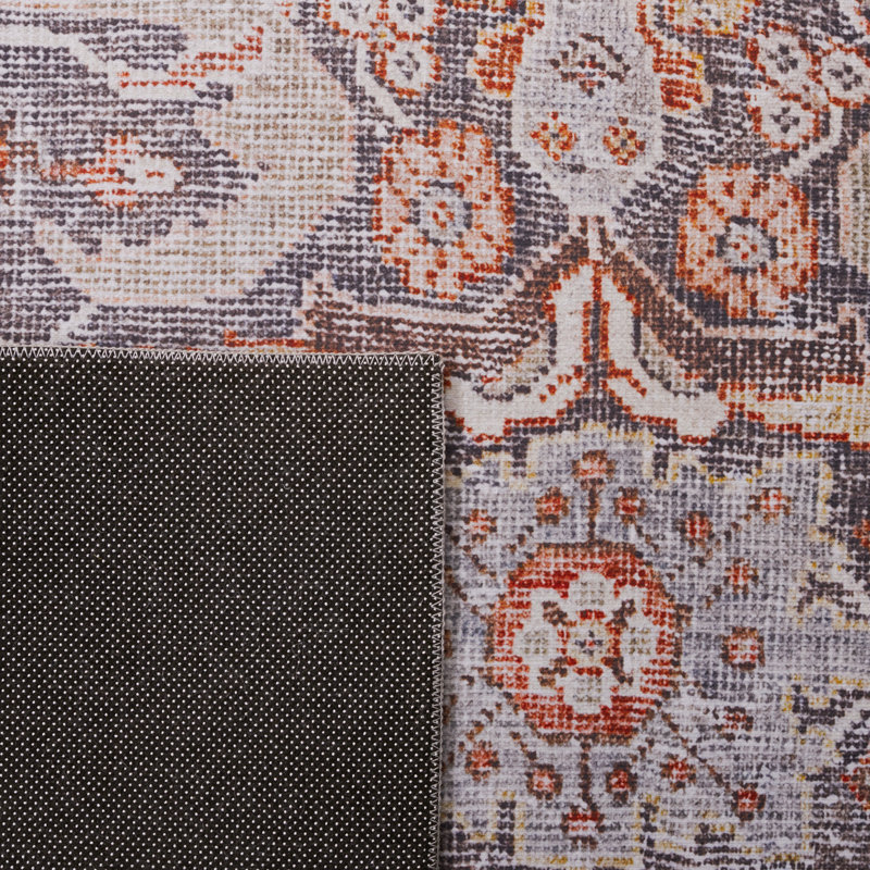 Abdussamad Oriental Gray/Rust Area Rug, Rectangle 3' x 5'
