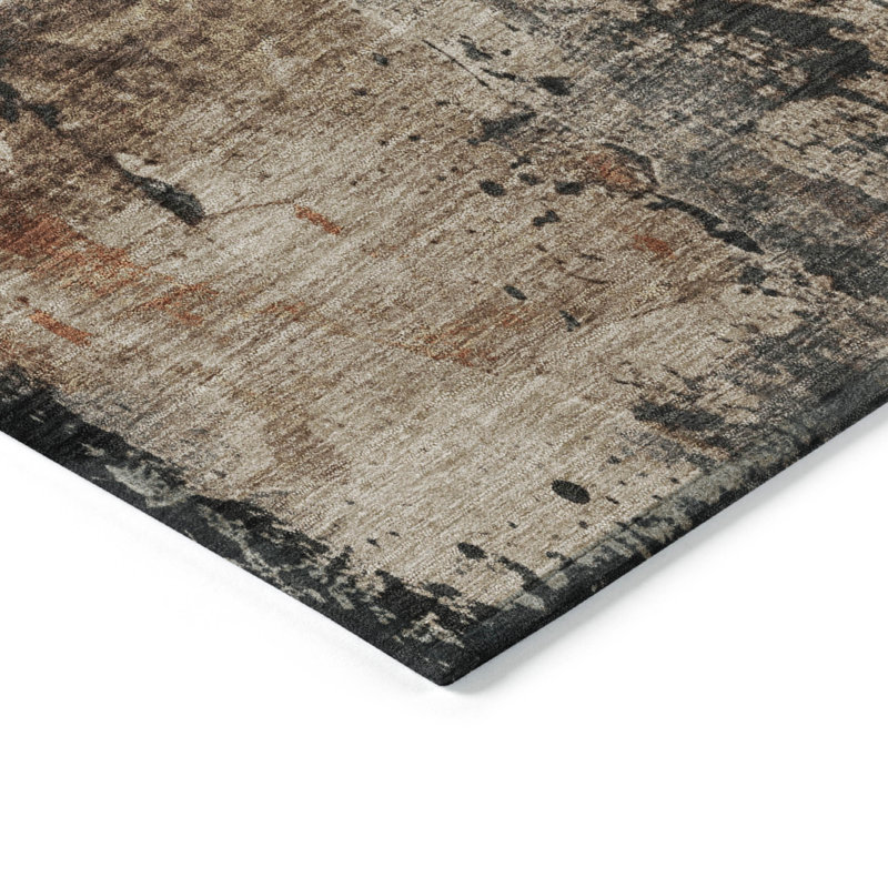 Tapis taupe Xhevrie intérieur / extérieur lavable à la machine, Rectangle 9 pi x 12 pi