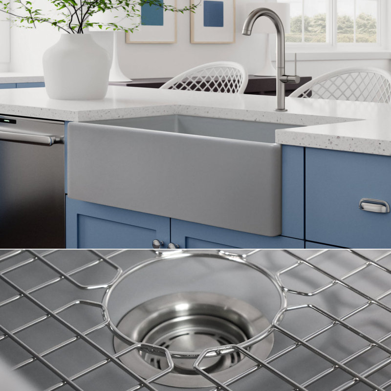Luxury 33" L x 20" W Dual Mount Kitchen Sink with Basket Strainer, Stainless Steel Accessories