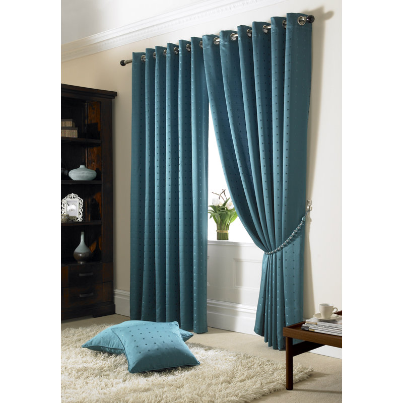 Norush Madison Eyelet Ring Top Curtains, 228 W x 274 D cm, Teal