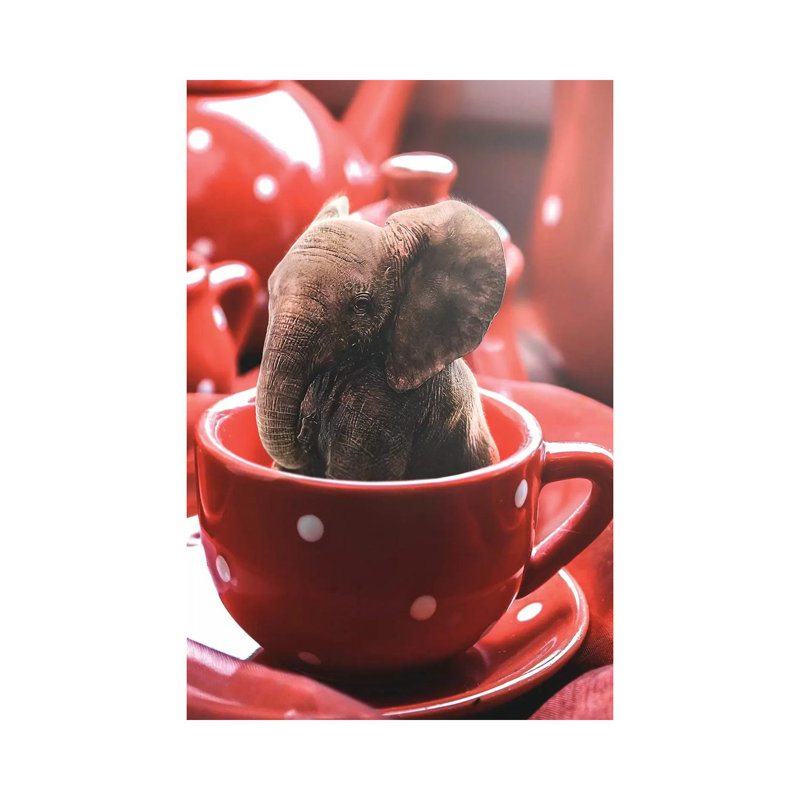 Teacup Elephant by Shaun Ryken - Wrapped Canvas Print, 20.32 cm H x 30.48 cm W