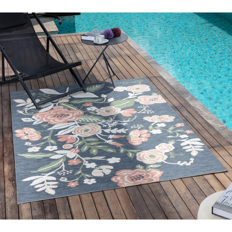 Outdoor Modern Boho Navy Rug, Rectangle 200 x 275cm