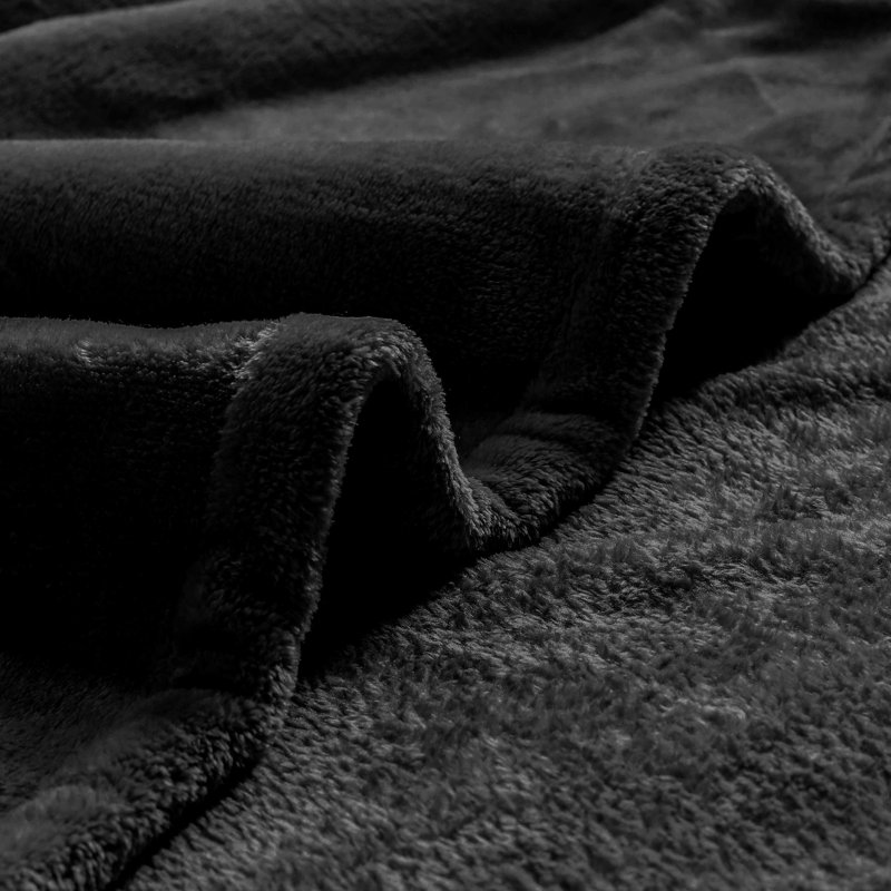 Emmitsburg Plain Weave / Muslin Throw Blanket, Black, 200cm W x 240cm L