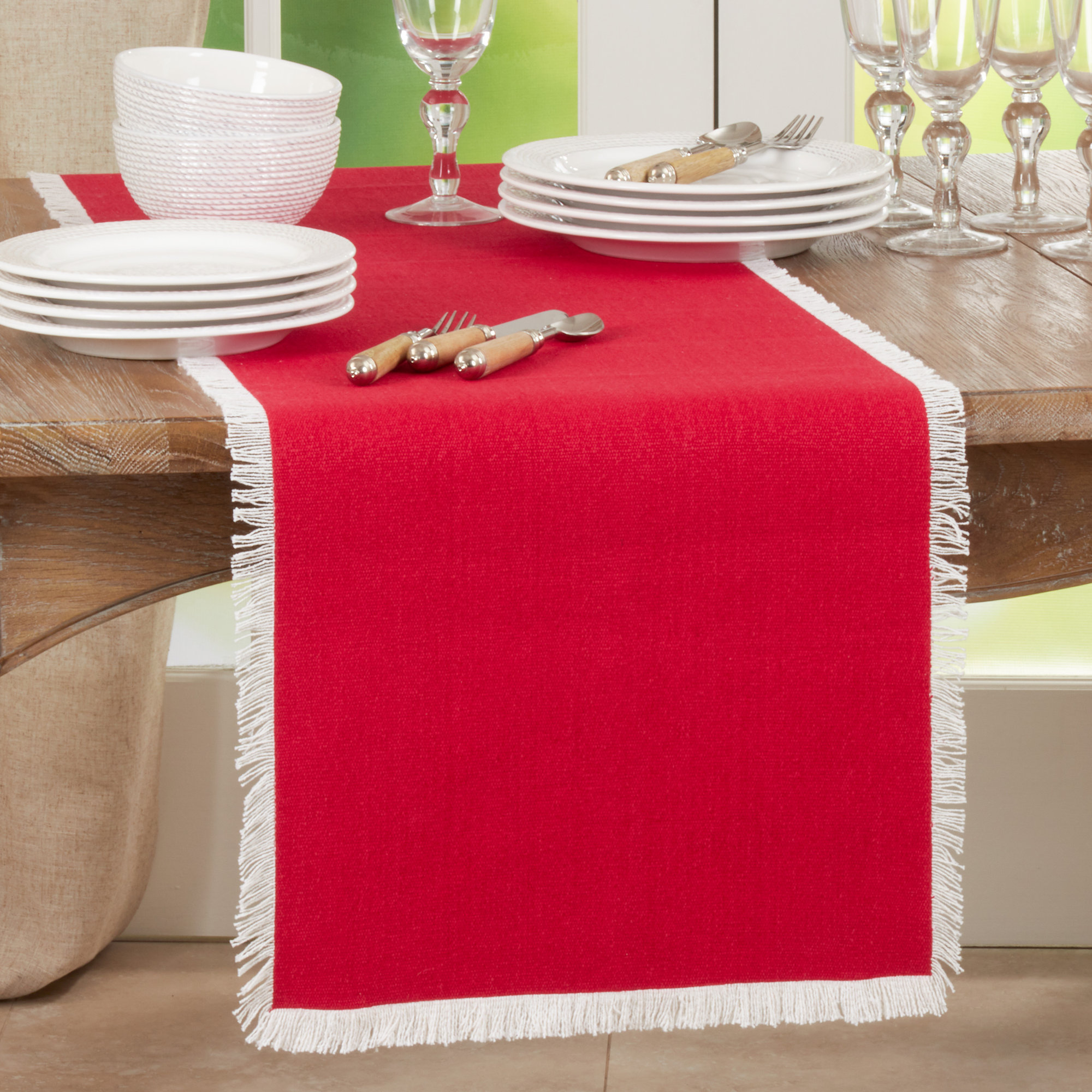 Flamenco No Pattern Table Runnner, Red