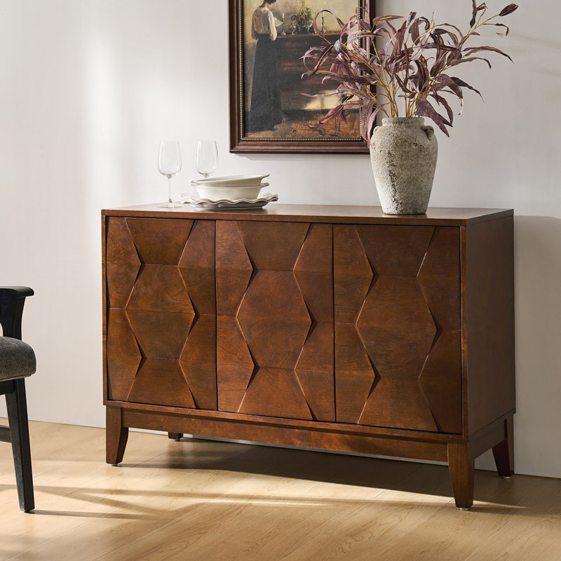 Buffet en bois massif à 3 portes l 45 po Iasiah, Noyer