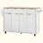 Fluted Kitchen Island With Storage，Kichen Island With Drop Leaf, Power Outlet,4 Doors And 3 Drawers, Rolling Island Table With Top, Curved Edge For Kitchen,Dining Room