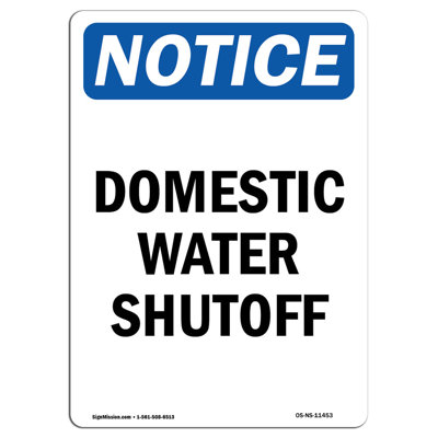 Notice Domestic Water Shutoff Sign