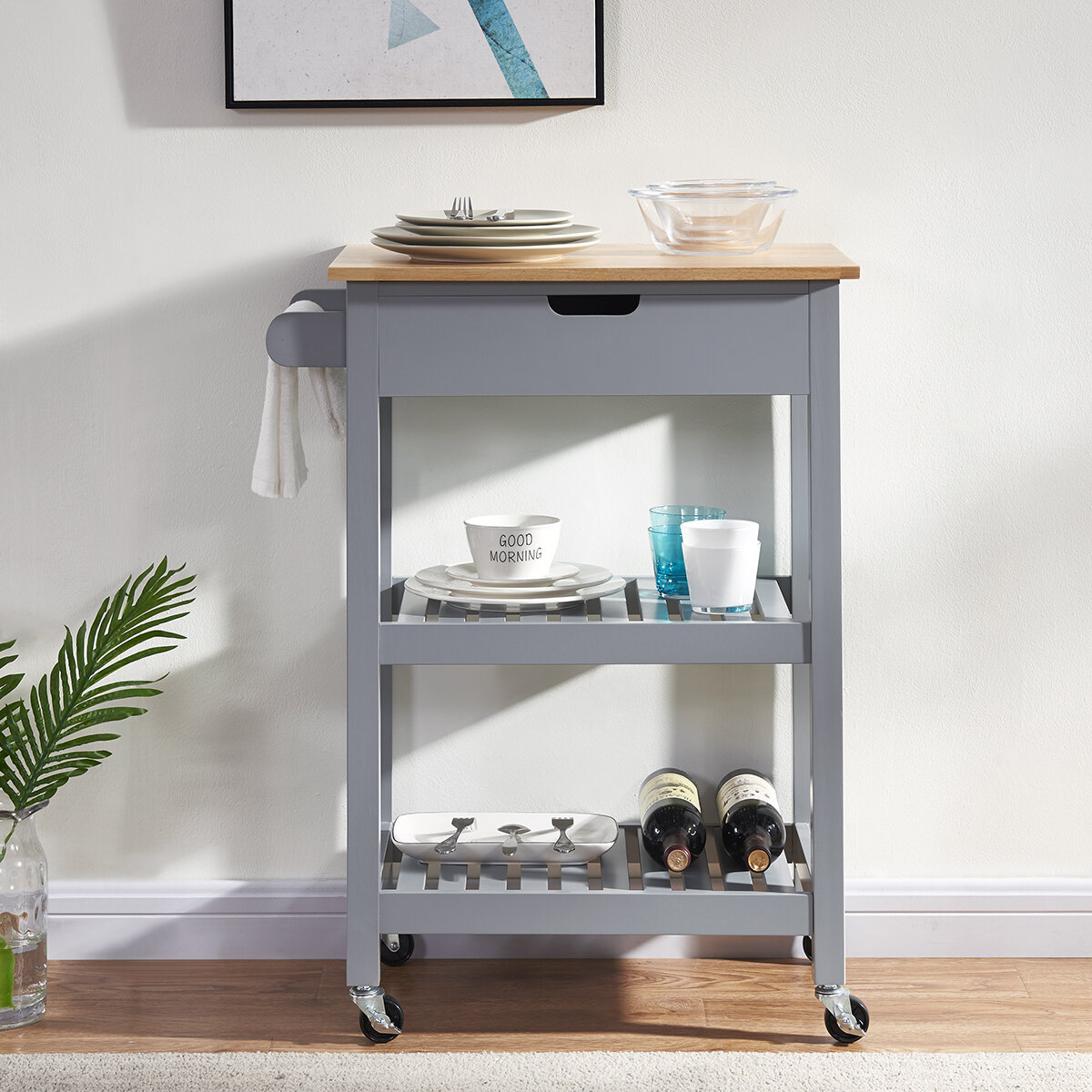 17 Stories Ameiah Wood Kitchen Trolley & Reviews 