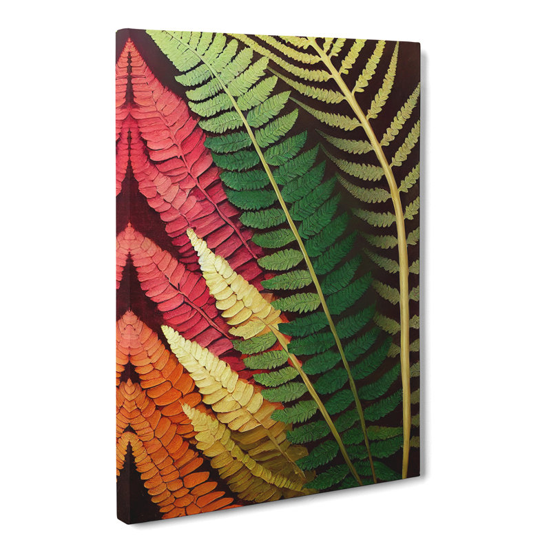 Tharptown Fern Leaf Colours - Wrapped Canvas, 60cm H x 40cm W x 3cm D