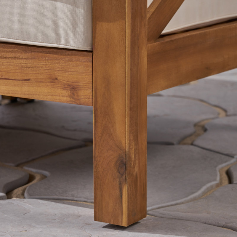 Canapé de patio avec coussins, Structure teck / coussin beige
