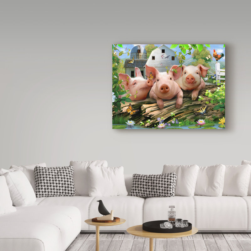 « trois little porc », reproduction d’impression sur toile tendue, H 14 po x l 19 po x P 2 po