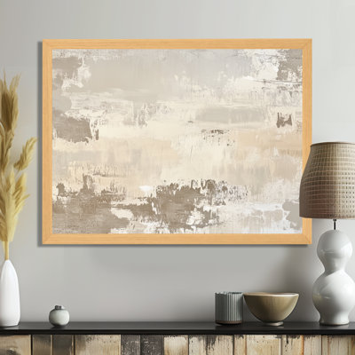 Beige Tan Neutral Limewash Calm II - Abstract Painting Picture Framed Wall Art