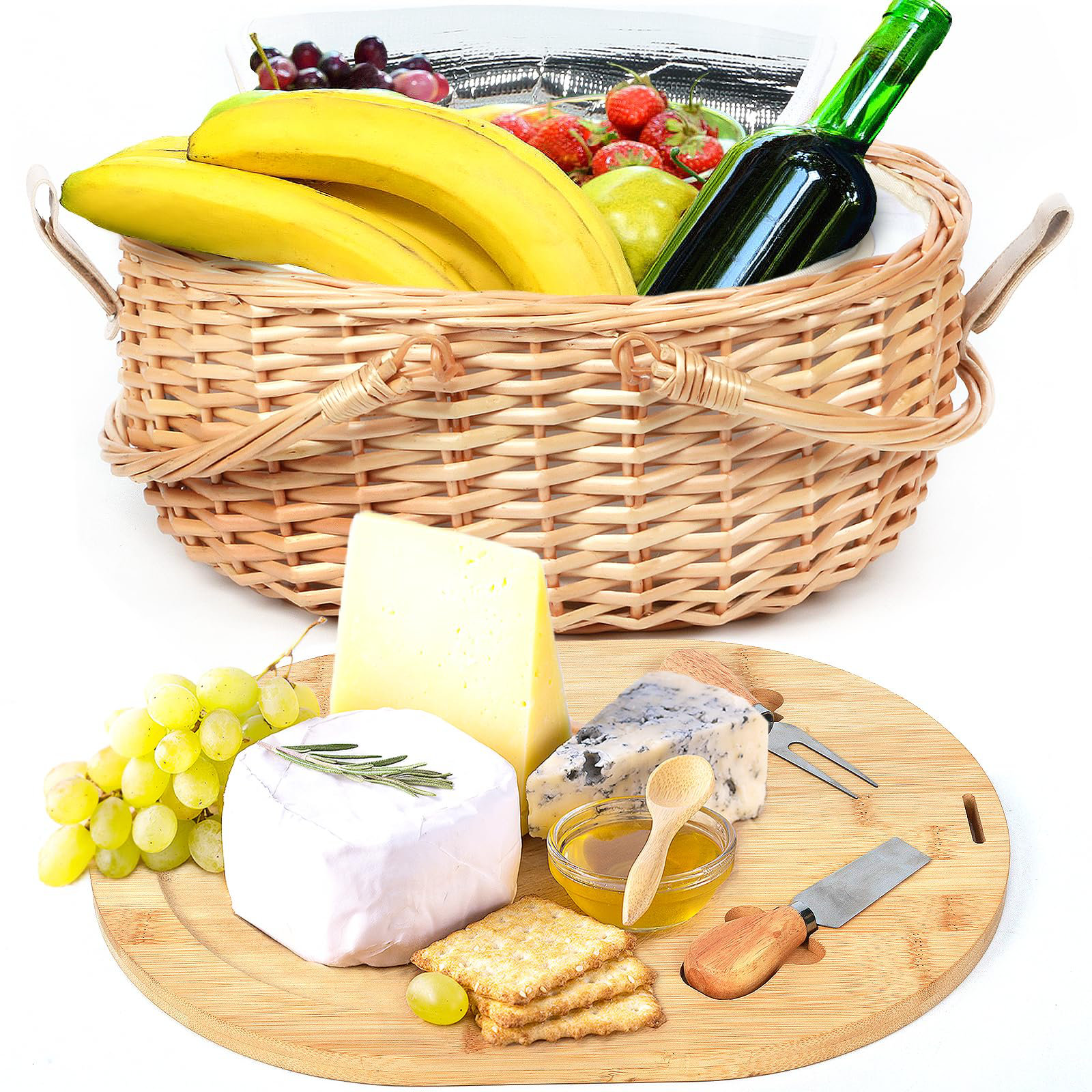 Aazon.co: Hap Ti Wicker Picnic Basket For 2 - Unique Gifts Ideas For Couple, Engageent