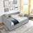 Grey Boucle Upholstered Daybed With Trundle And Two Storage Drawers, Queen Model