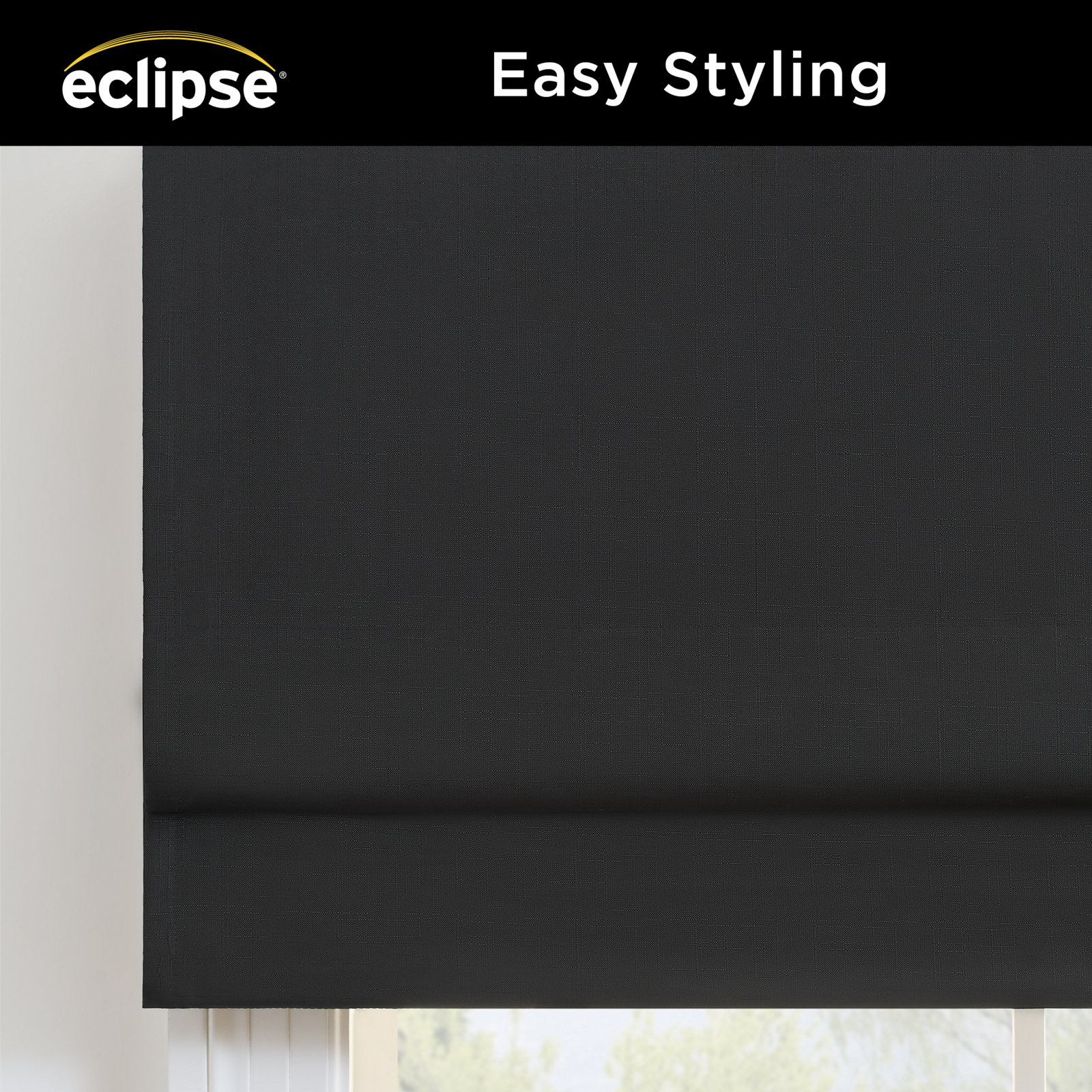 Eclipse Kylie Blackout Roman Shade, Black, 23"W x 64"L