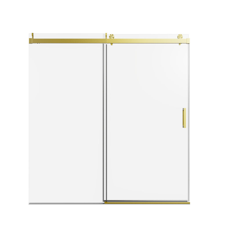 Finn 68–72'' W x 76'' H Frameless Single Sliding Shower Door with Soft-Close, Gold