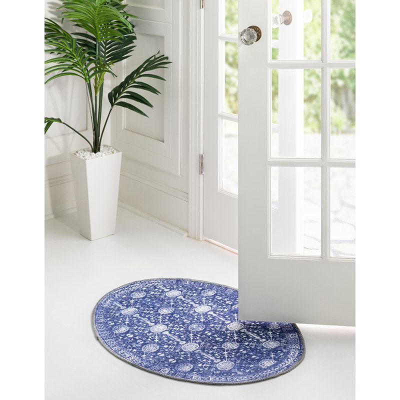 Dymph Chenille Geometric Indoor Rug, Oval 2' x 3'1"