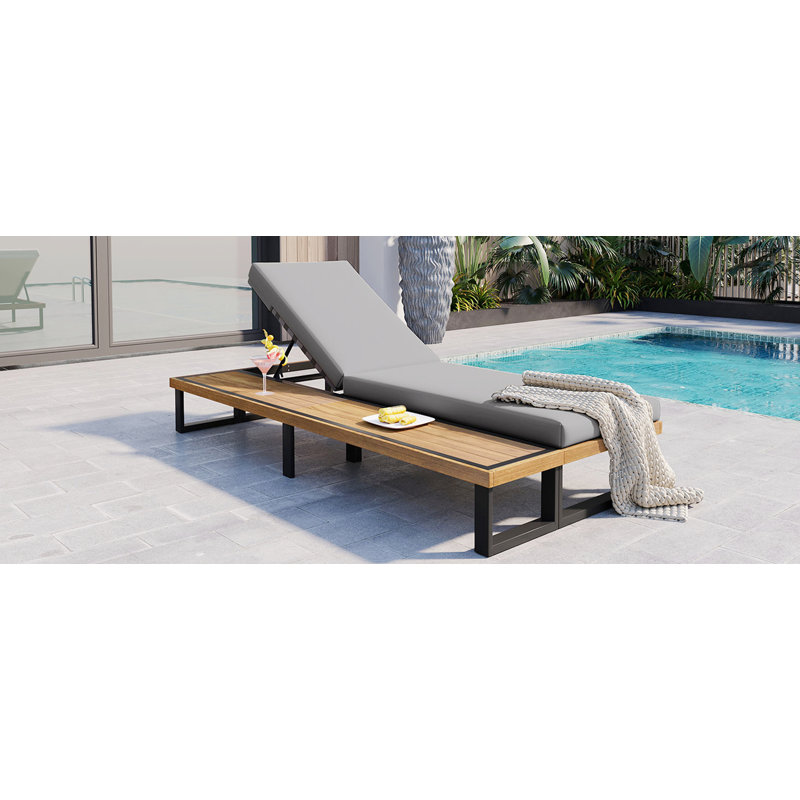 Chaise longue de patio réglable à 5 positions avec table d'appoint Apollo, Gris