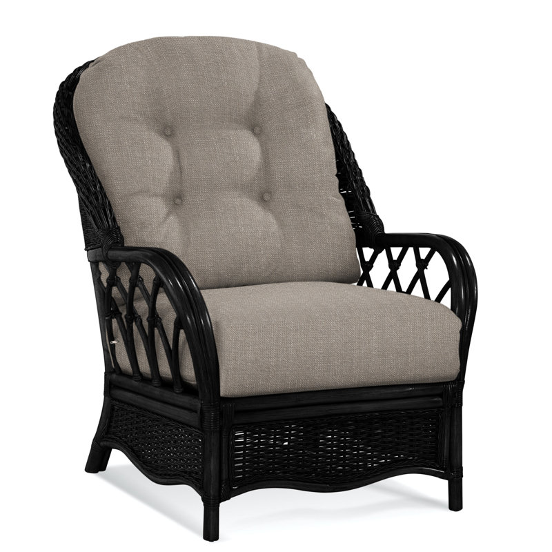 Everglade Rattan Arm Chair, Black, Stone Crypton Performance; 0884-83