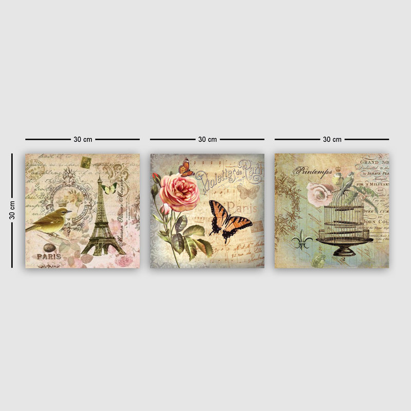 Ensemble de 3 impressions sur toile tendue