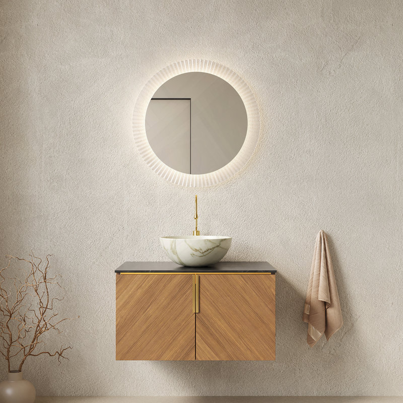 Meuble-lavabo flottant avec lavabo et portes doubles