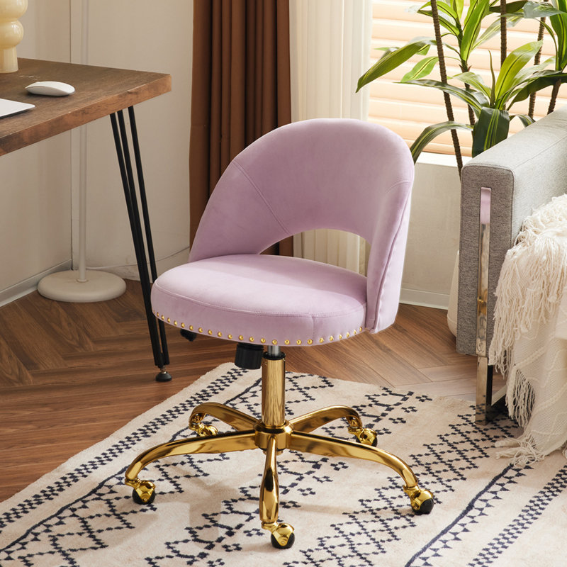 Fauteuil de bureau avec roulettes, Velours, Lavande