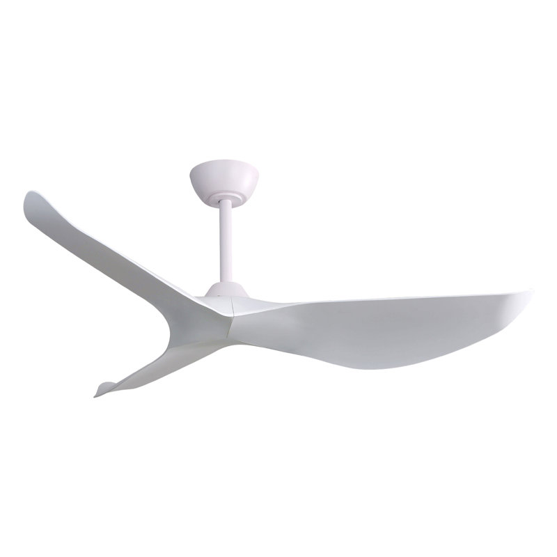 Ventilateur de plafond d'intérieur de 52 pouces sans lumière avec moteur à courant continu réversible à 3 vitesses, Blanc