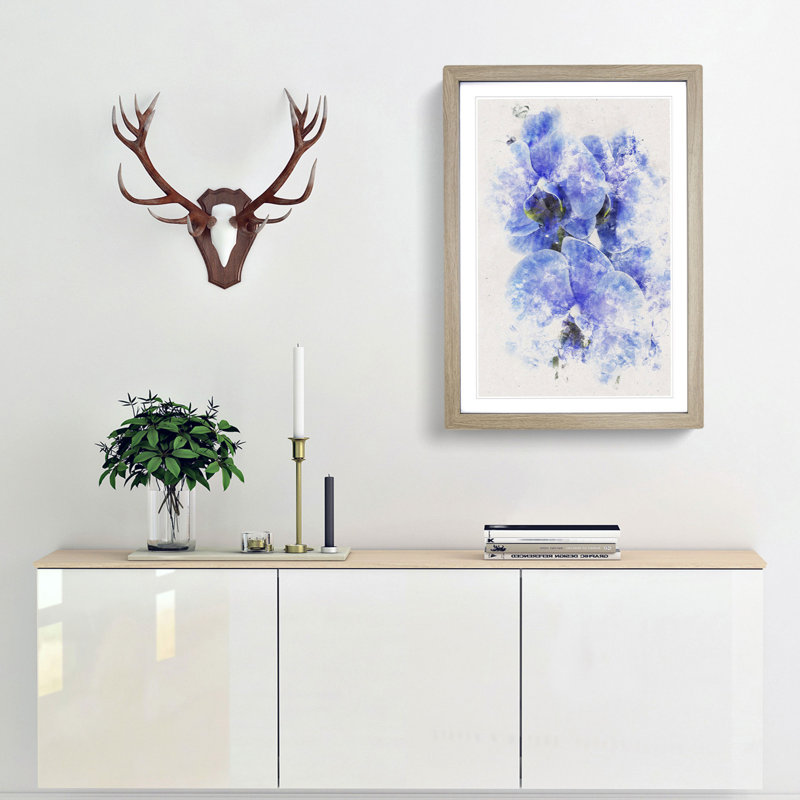 Purple Orchid Flowers - Picture Frame Painting Print, 45cm H x 33cm W x 2cm D, Oak Framed