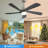 52 Inch Modern Ceiling Fan With Dimmable Led Light 5 Solid Wood Blades Remote Control Reversible Dc Motor With Smart App Control