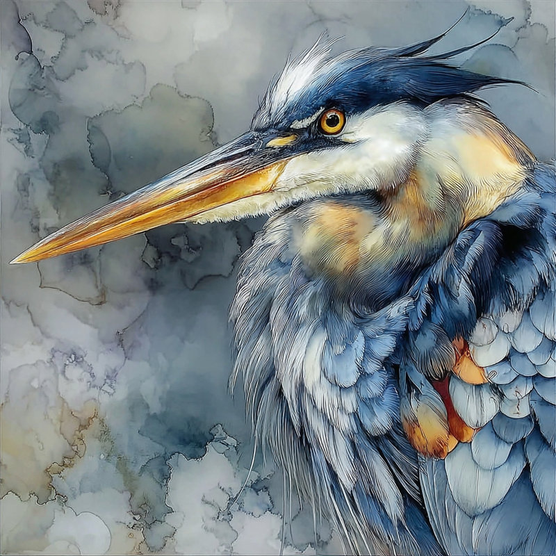 «Warm Light Heron», art mural sur toile tendue
