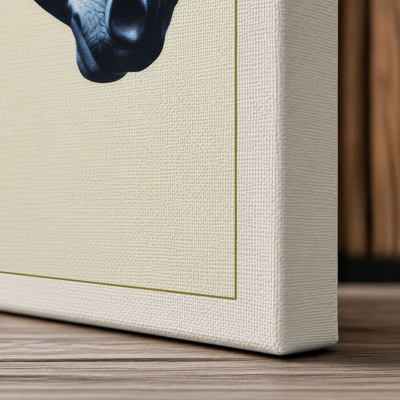 Blue Horse in Profile Modern - Wrapped Canvas, 18x12 - 45.7 x 30.5 cm, Cream Border
