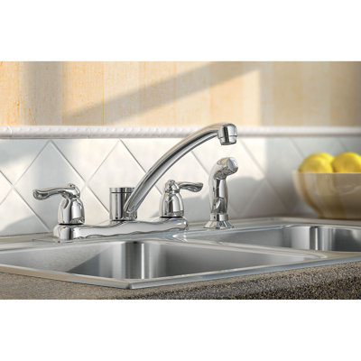 MOEN Chateau Two Handle Standard Kitchen Faucet with Side Sprayer in Chrome
