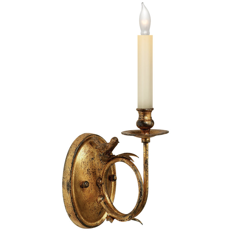 Chapman & Myers Perching Bird Sconce, Gilded Iron