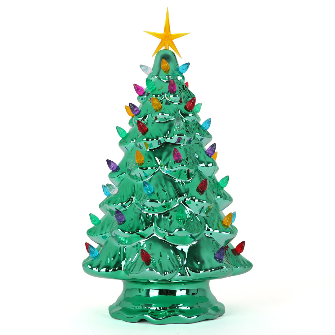 15.5" Ceramic Christmas Tree - Inspired Vintage Christmas Tree - Light Up Tree The Holiday Aisle®