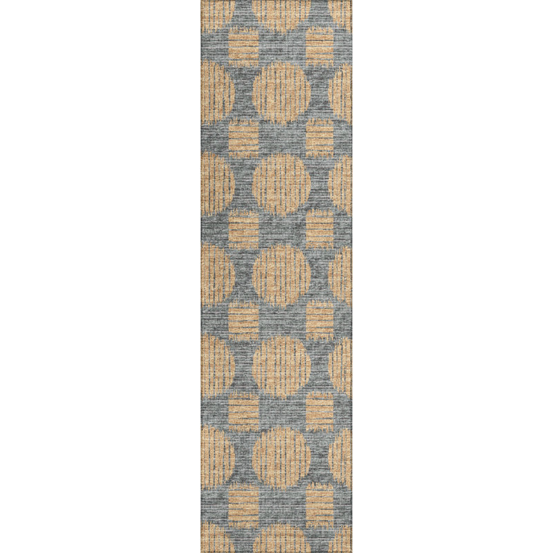 Tapis doré / gris Volkard, Tapis de couloir 2 pi 3 po x 7 pi 6 po